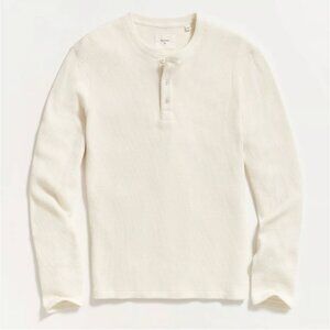 Billy Reid Men's Long Sleeve Waffle Henley Cream Medium